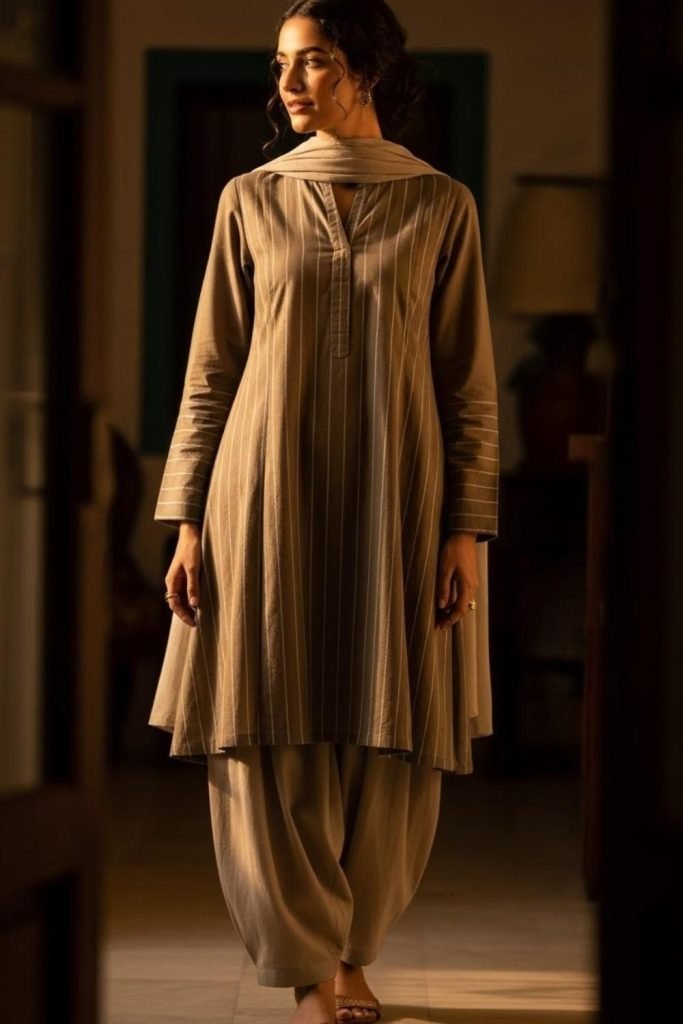 Panelled Kameez with Soft Shalwar