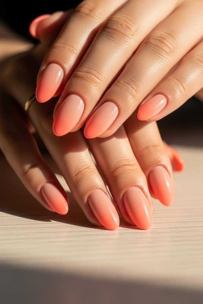 Peach Ombre Summer Nails