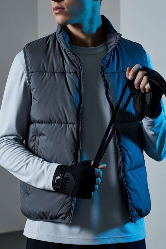 Puffer Vest Over a Long-Sleeve Tee