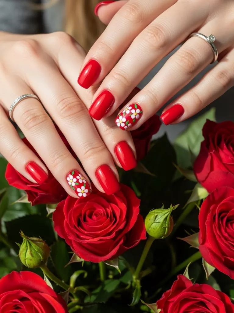 Red Floral Accents