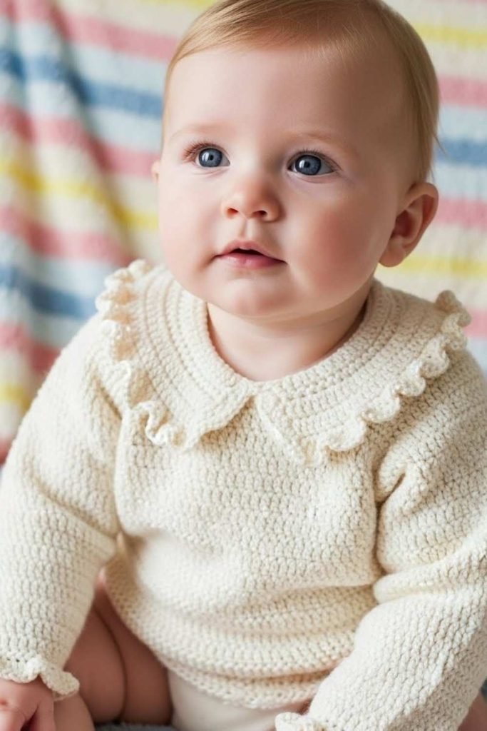 Ruffle-Trim Baby Sweater