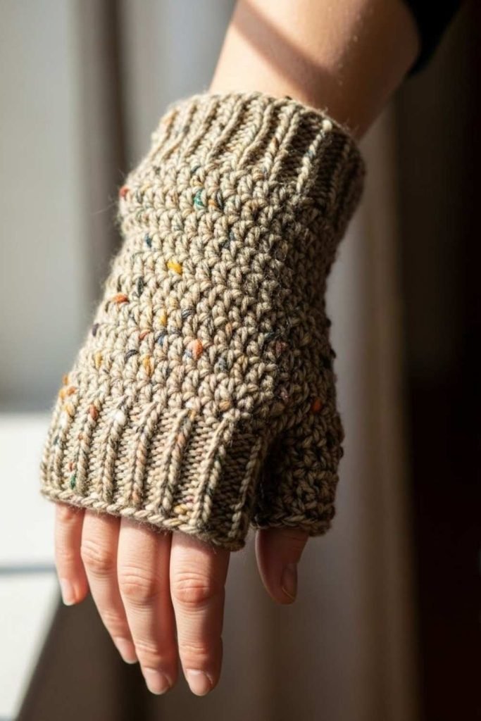 Rustic Tweed Fingerless Gloves