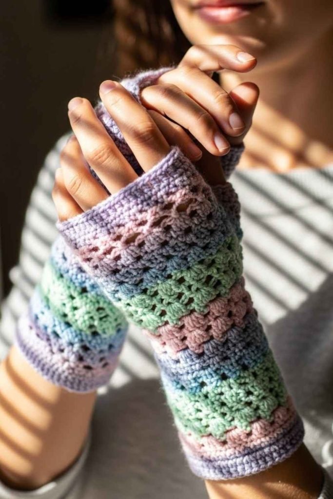 Soft Pastel Lacy Mitts