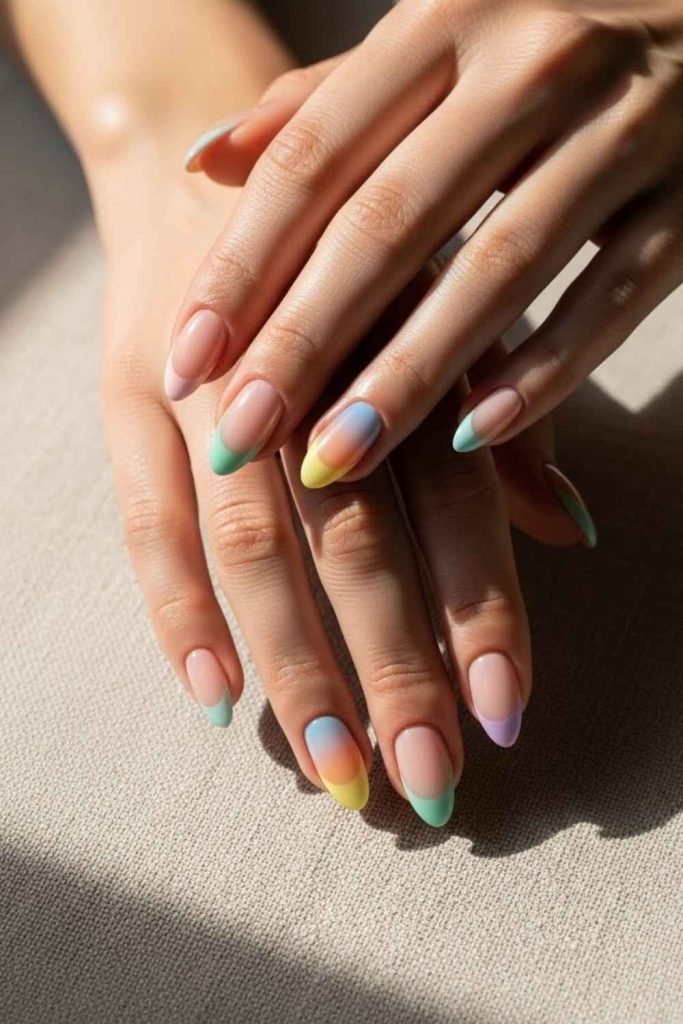 Soft Pastel Rainbow Tips