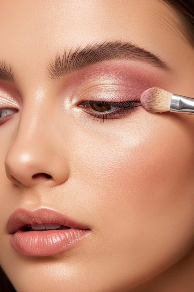 Soft Pink Lids with Champagne Shimmer