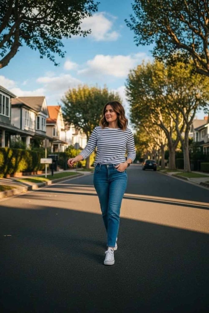 Striped Long-Sleeve and Denim