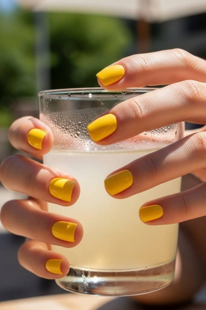 Sunny Yellow Short Nails
