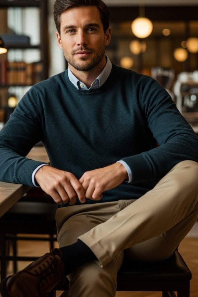 Sweater Over a Button-Down Shirt