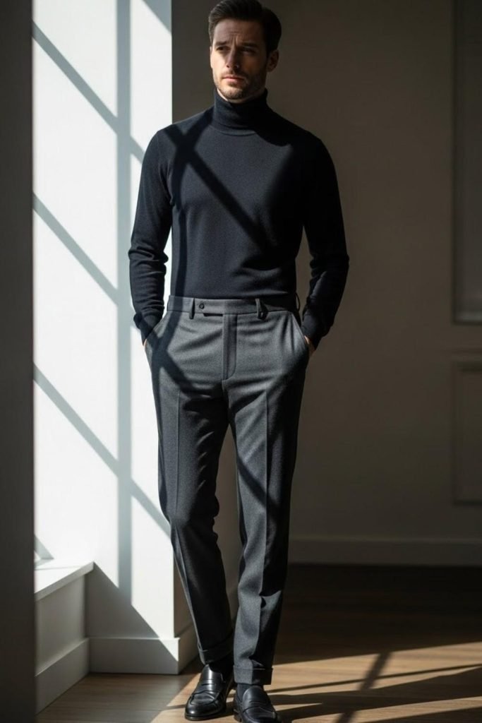 Turtleneck with Tailored Trousers