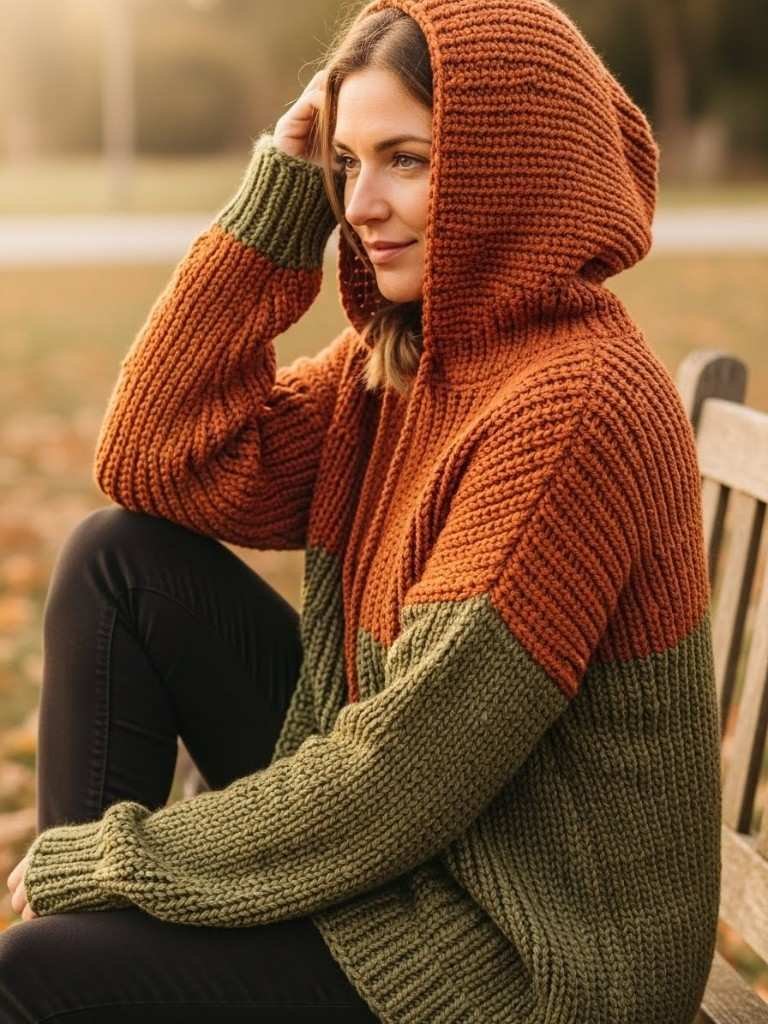 Two-Tone Hoodie Sweater