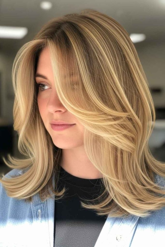 Warm Blonde Highlights for Medium-Length Hair