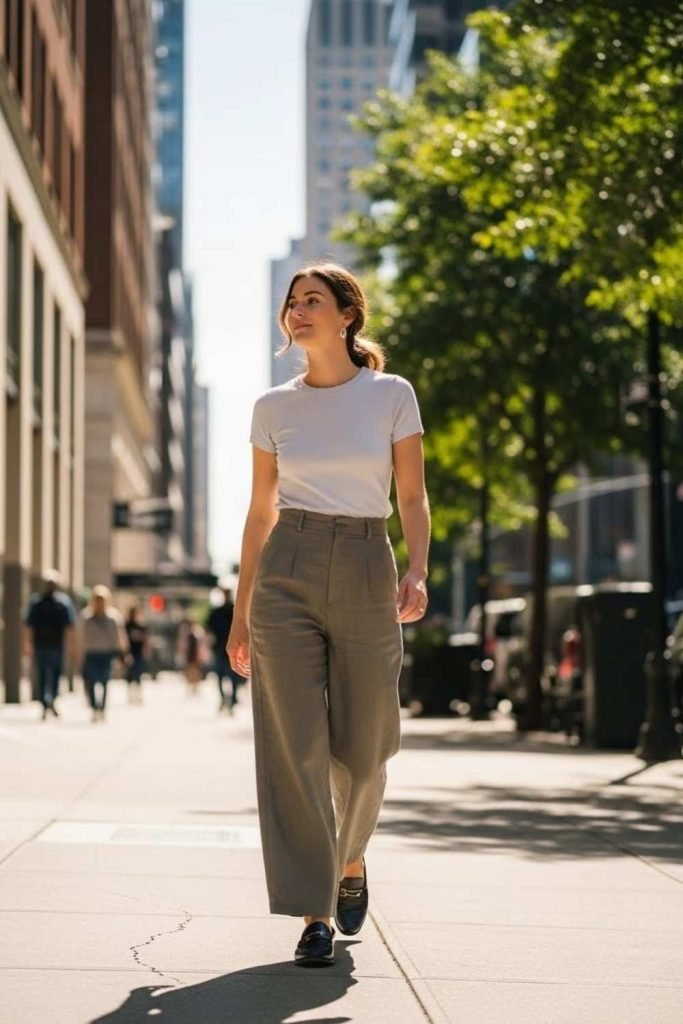 Wide-Leg Pants and Simple Tee