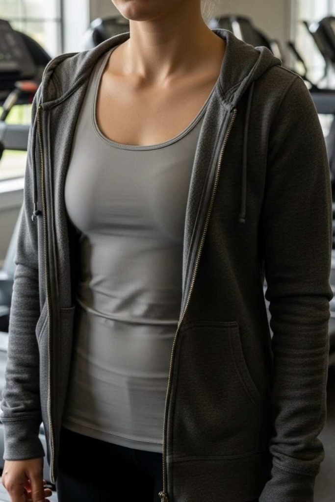 Zip-Up Hoodie Over a Lightweight Tank