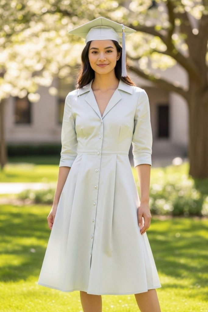 Button-Front Spring Graduation Dress