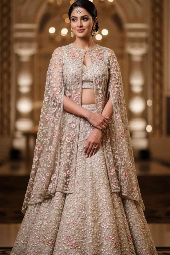 Cape Overlay Lehenga