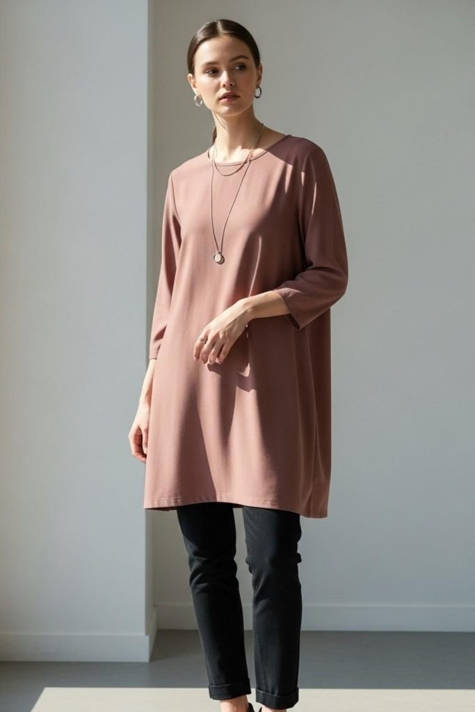 Casual Tunic Tops With Trousers