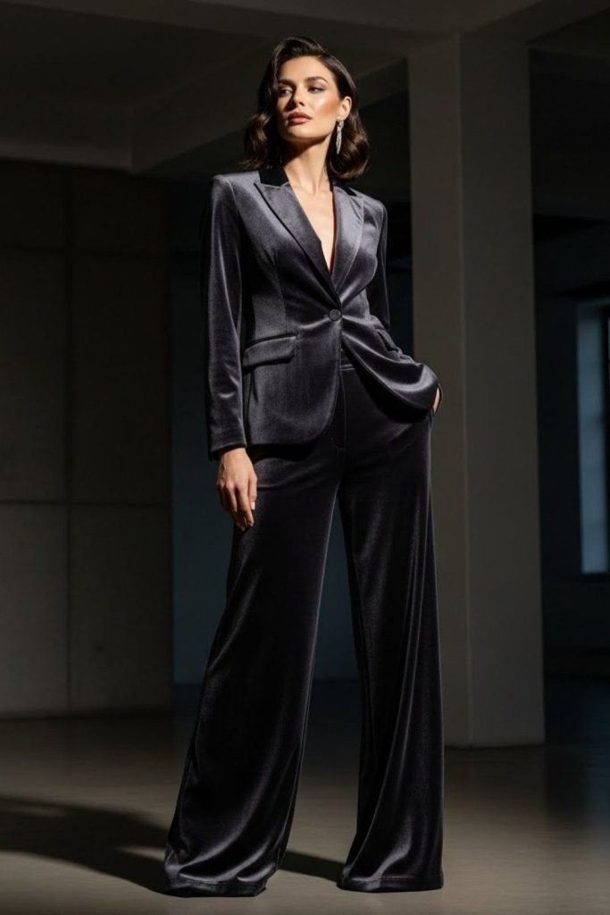 Charcoal Velvet Co Ord Set