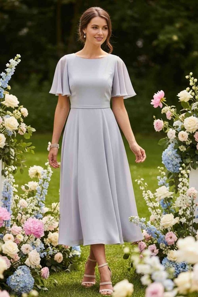 Classic Midi Dress with Soft Sleeves