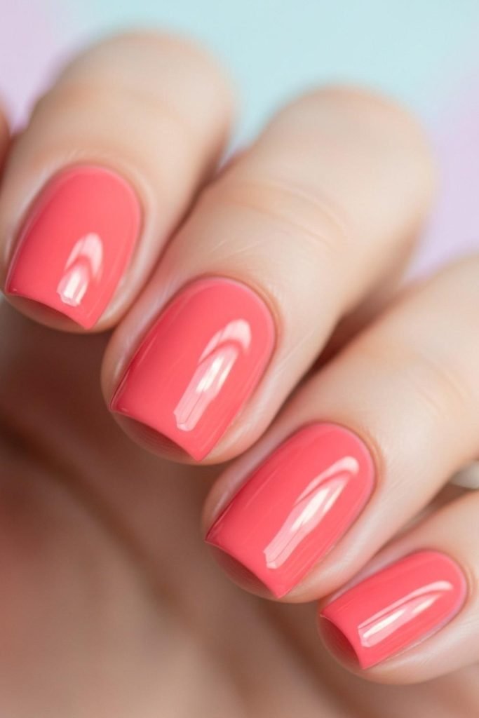 Coral Pink Spring Nails