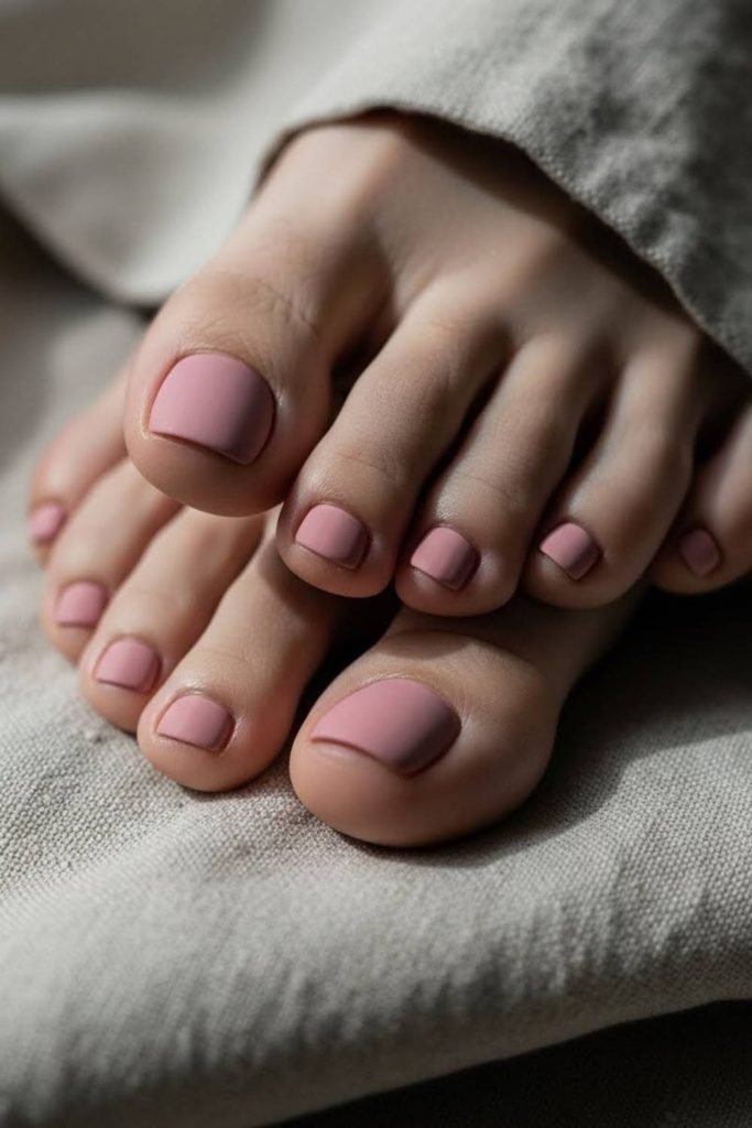 Dusty Rose Pink Toe Nails