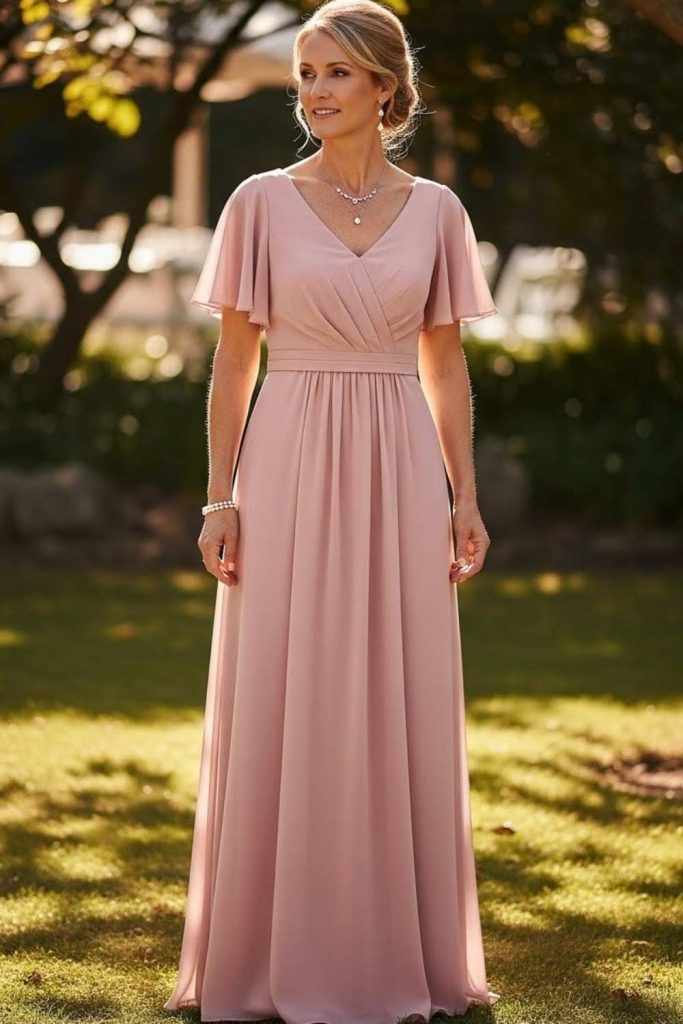 Flutter Sleeve Chiffon Dress