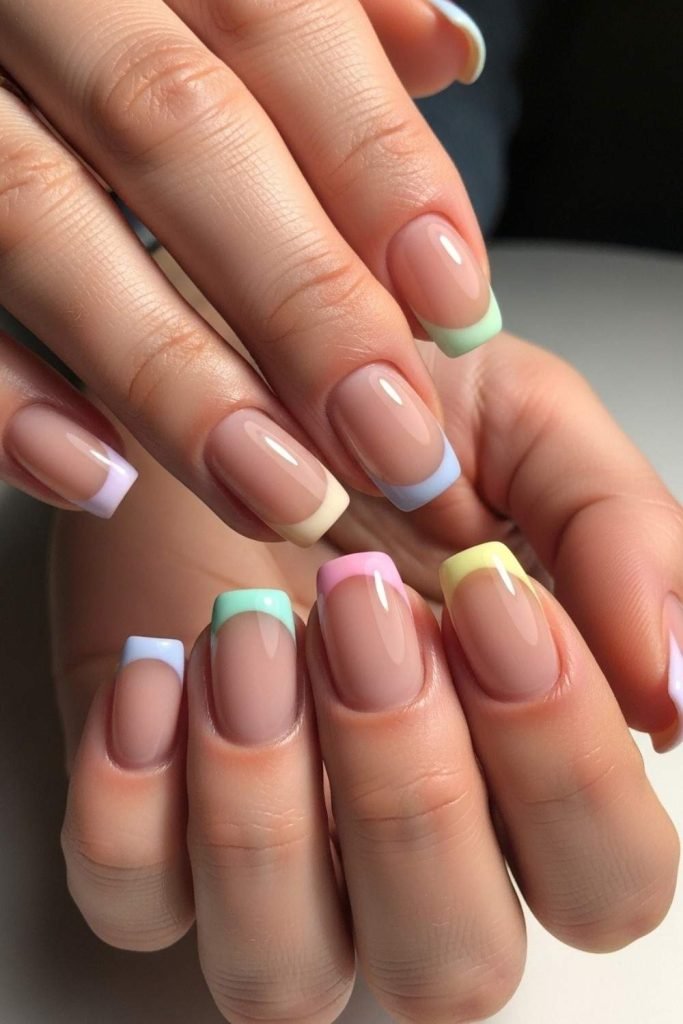 French Tip with Pastel Twist