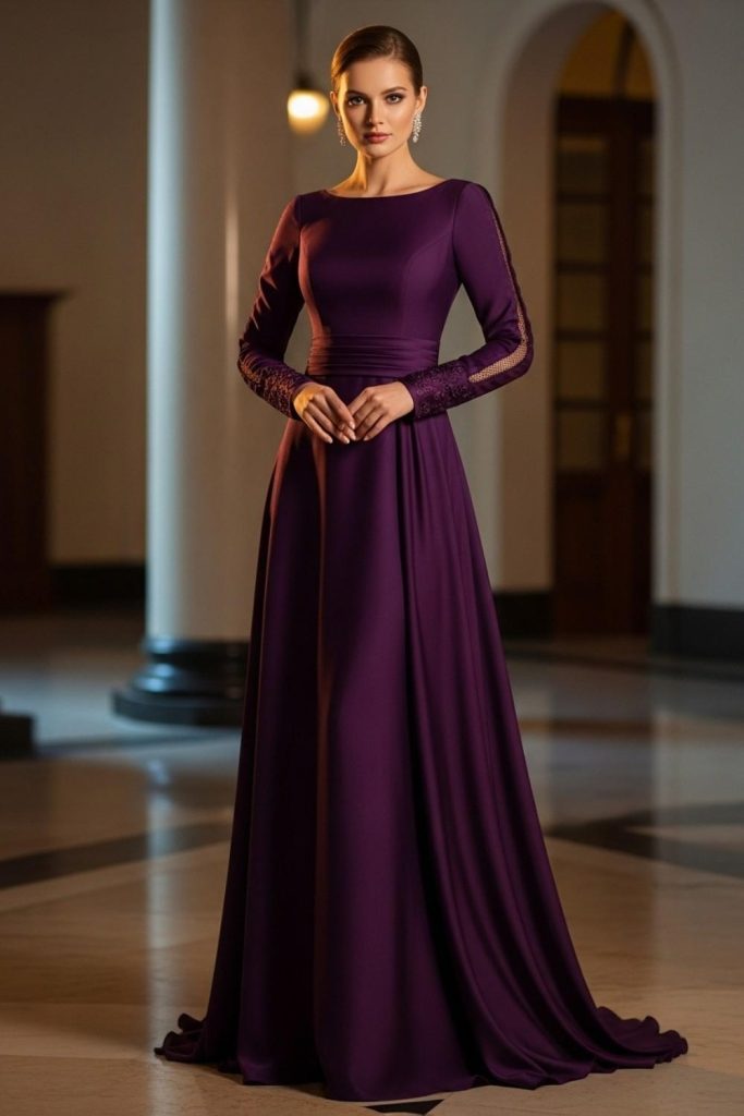 Full-Sleeve Evening Gown