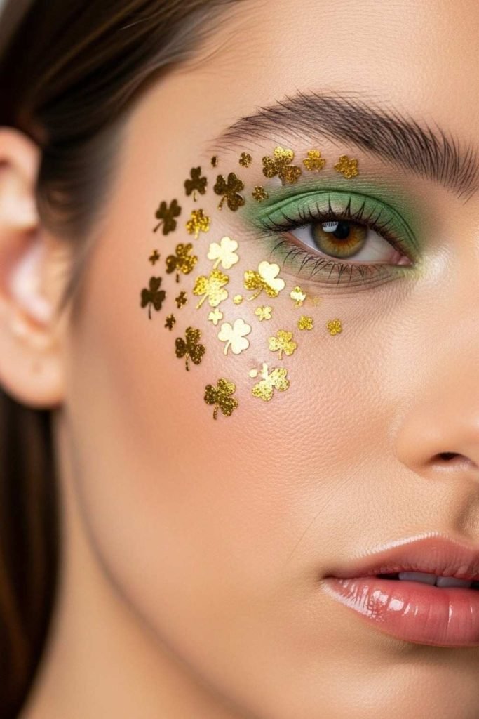Gold Shamrock Face Art