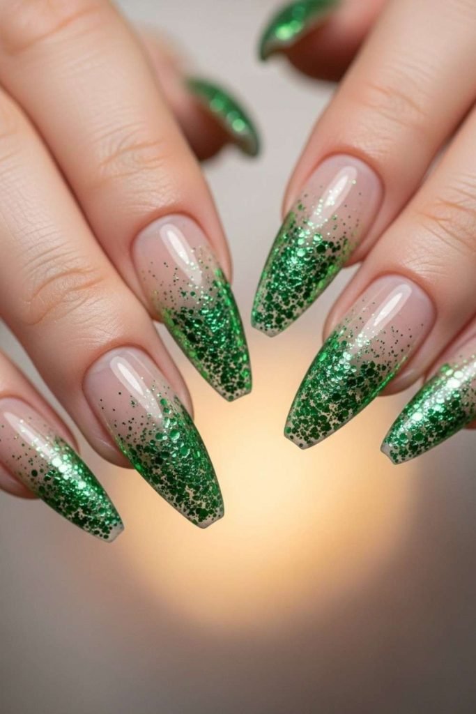 Green Glitter Tips