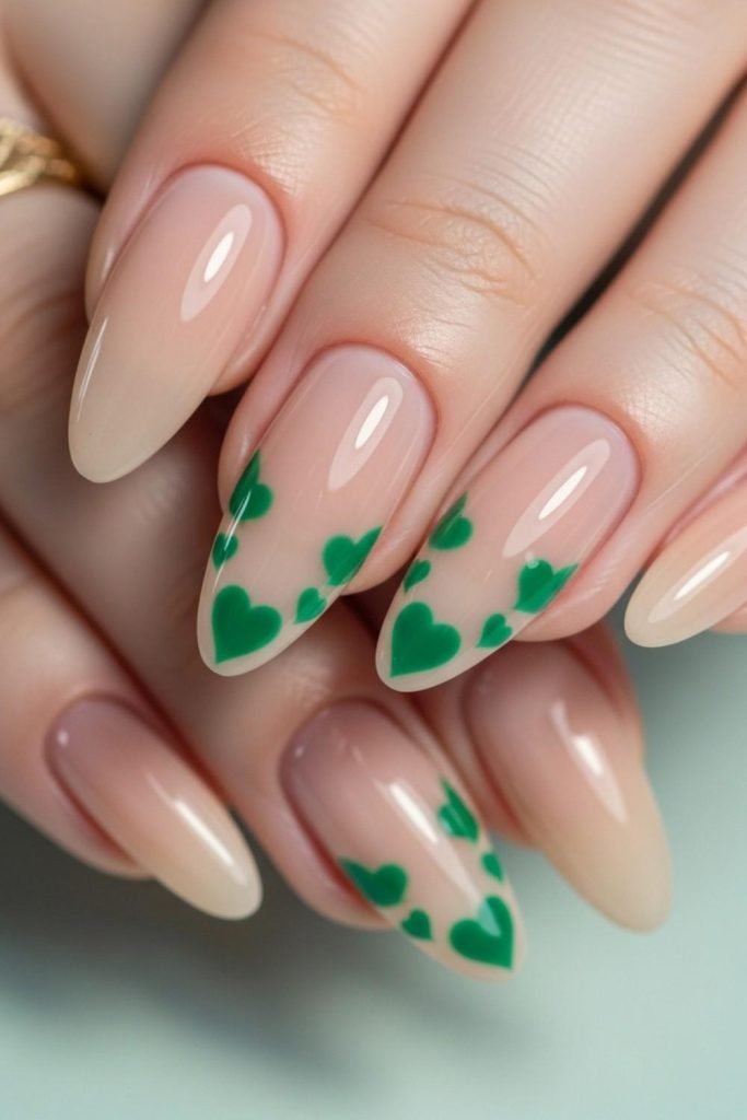 Green Heart Nail Art