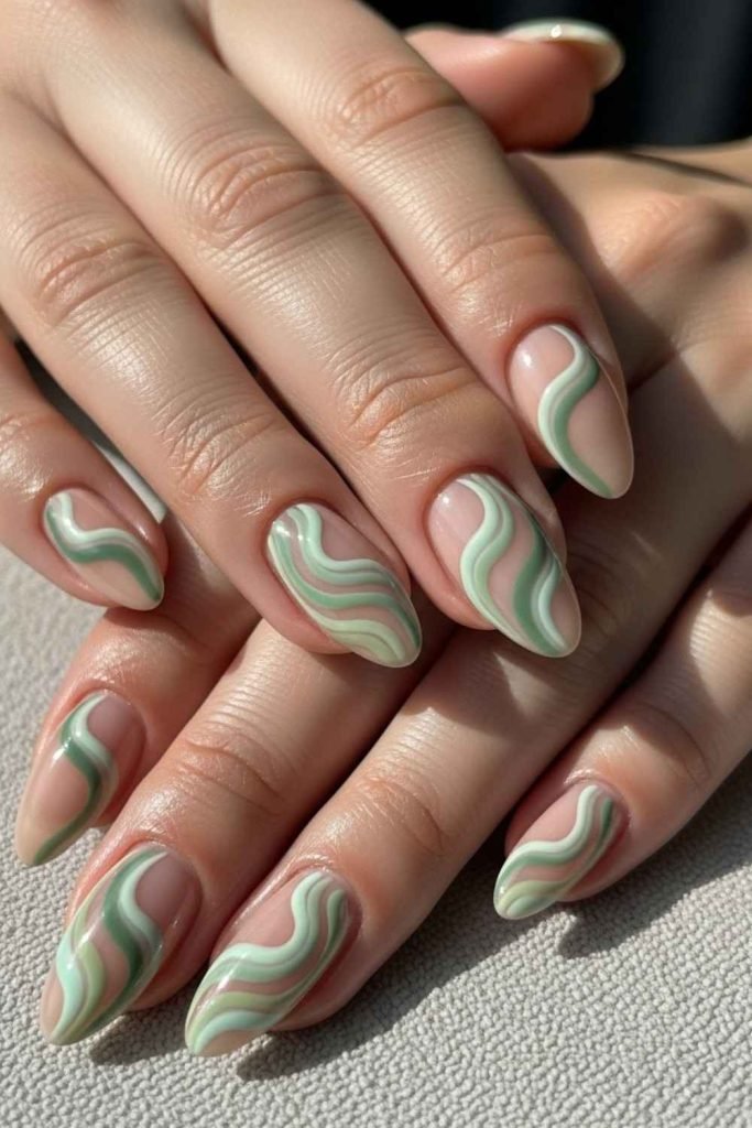 Green Swirl Nail Design