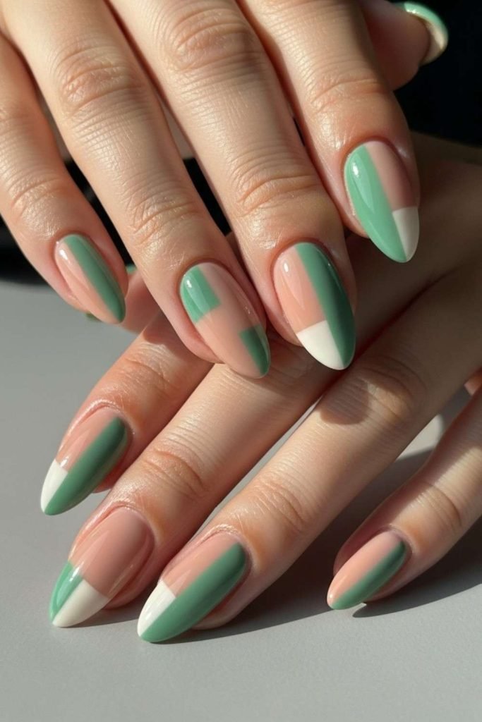 Green and Nude Color Block