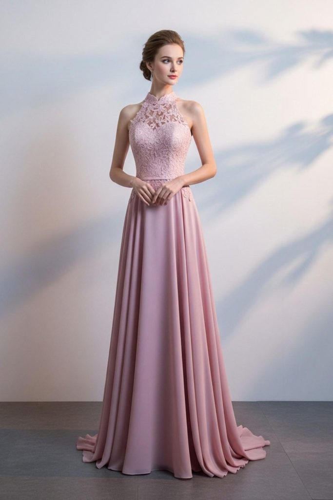 High-Neck Long Gown