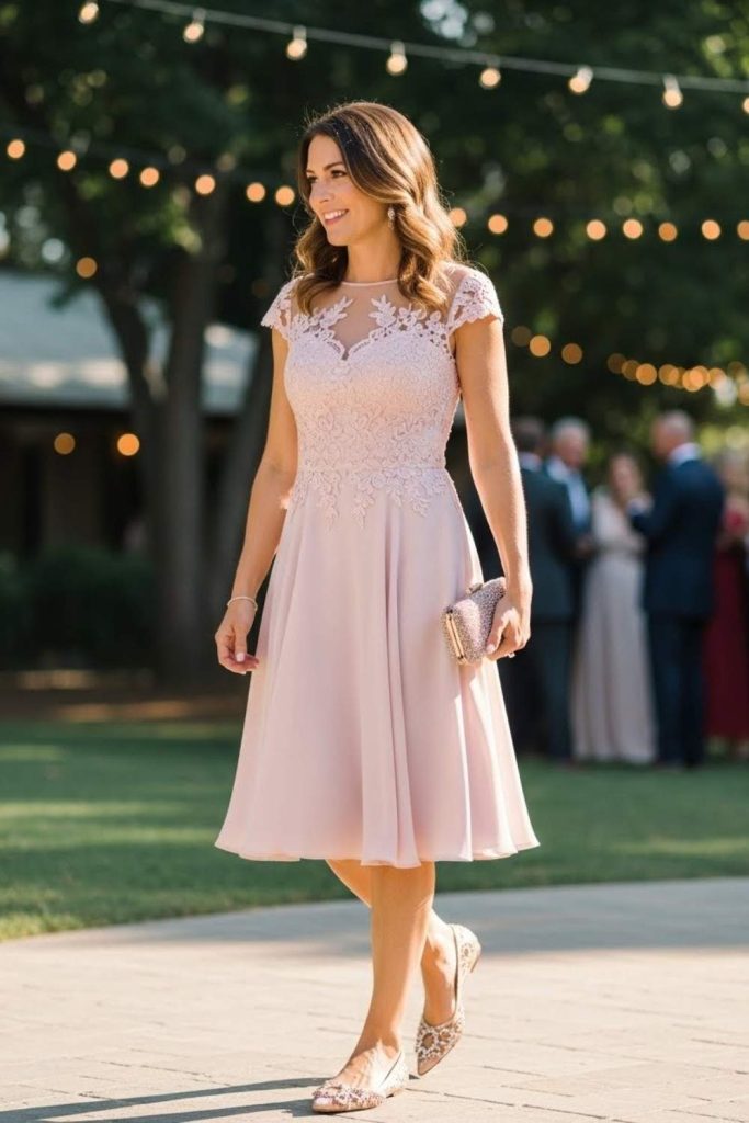 Knee-Length Dress with Dressy Flats
