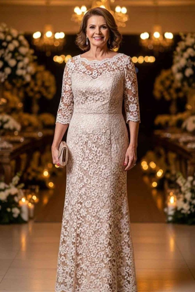 Lace Evening Dress With Solid Lining