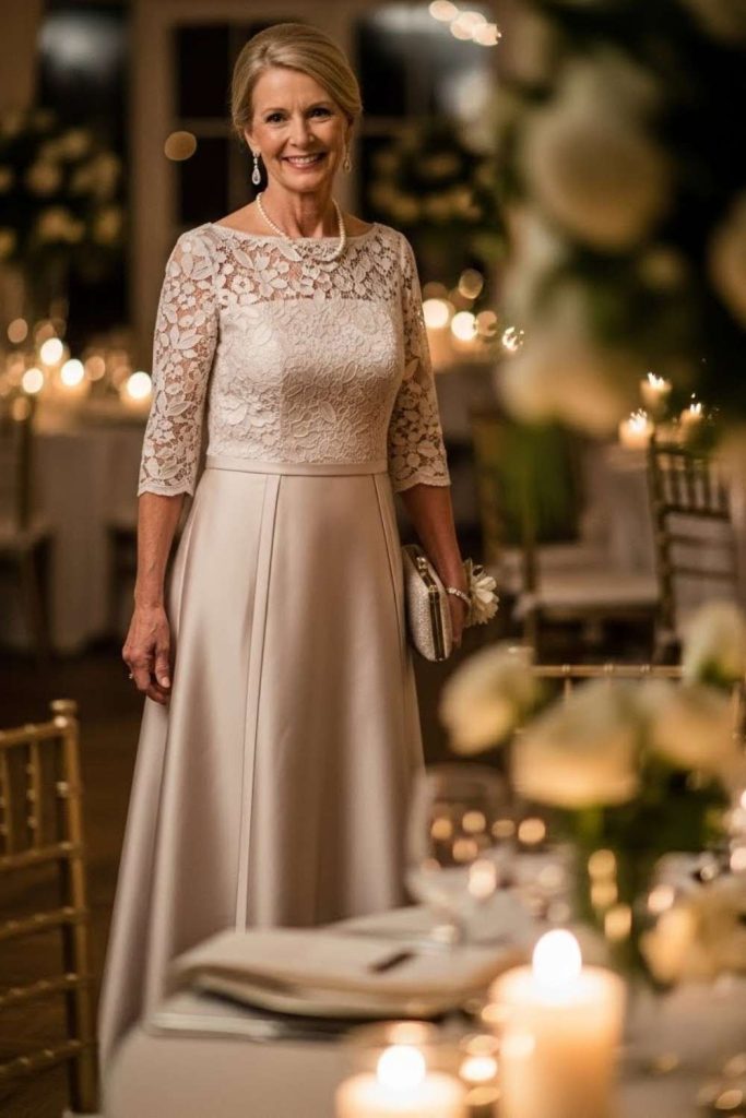 Lace Overlay Dress with Clean Lines