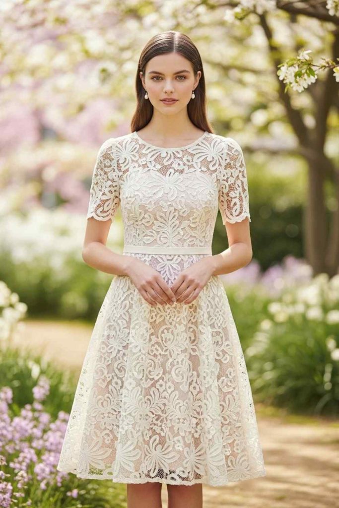 Lace Overlay Graduation Dress