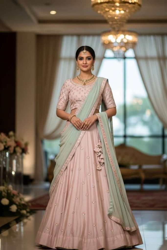 Lehenga with Minimal Embellishment