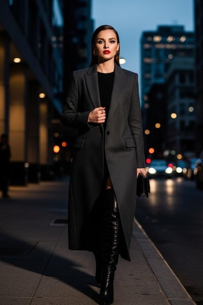 Long Tailored Coat And Boots