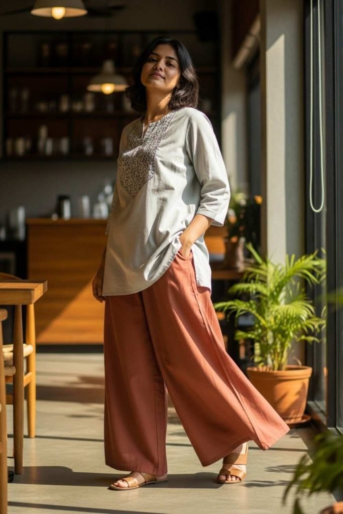 Loose Palazzo Pants With Kurtis