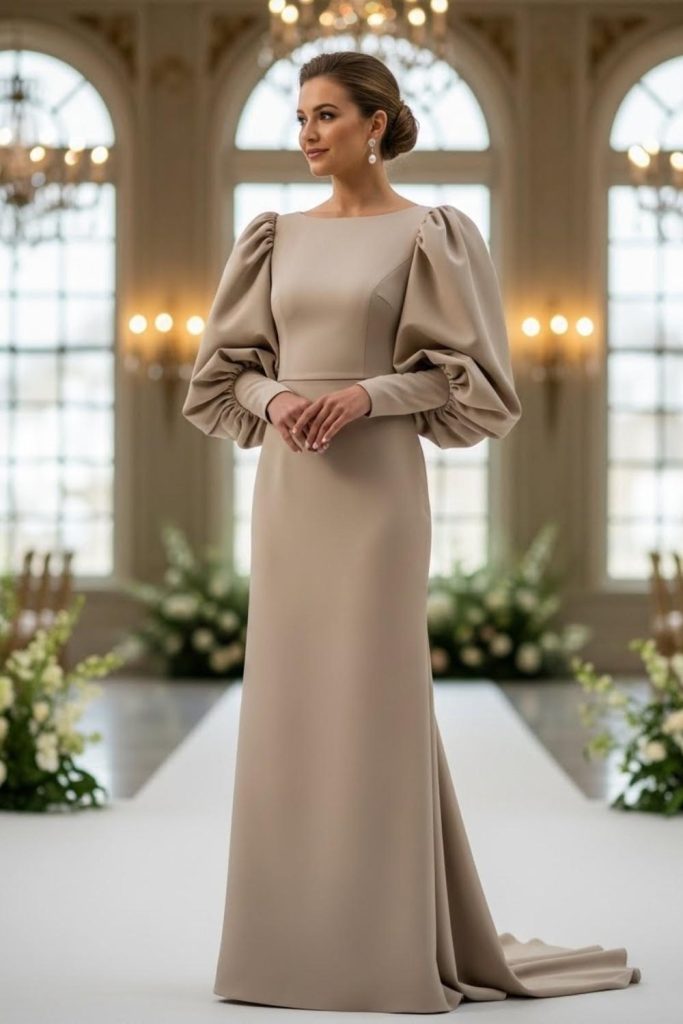 Minimalist Gown With Statement Sleeves