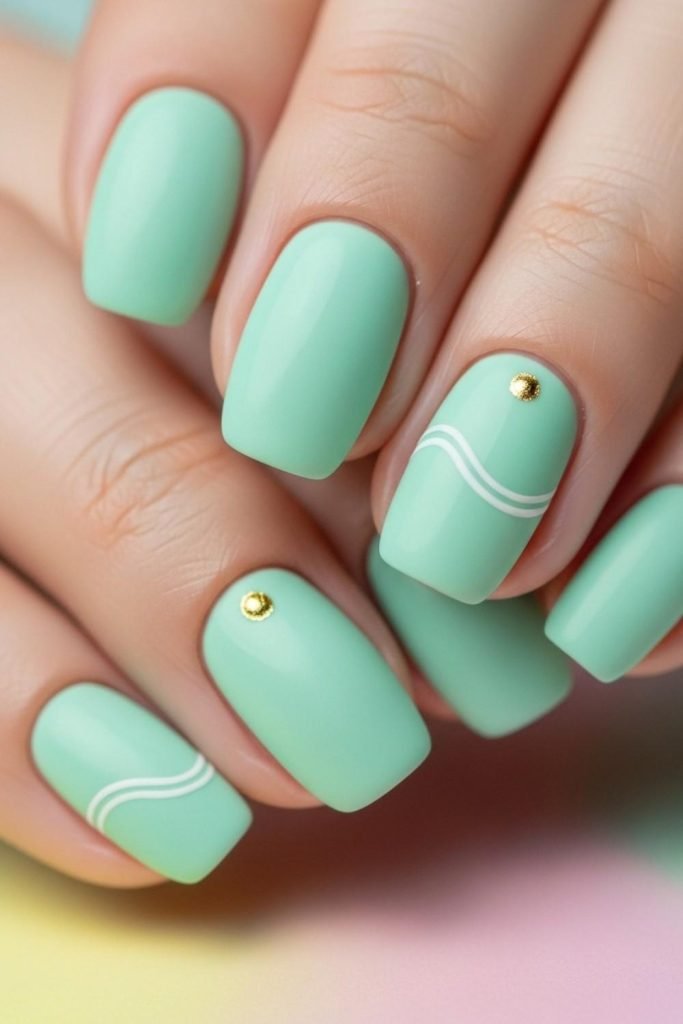 Mint Green Minimal Nails
