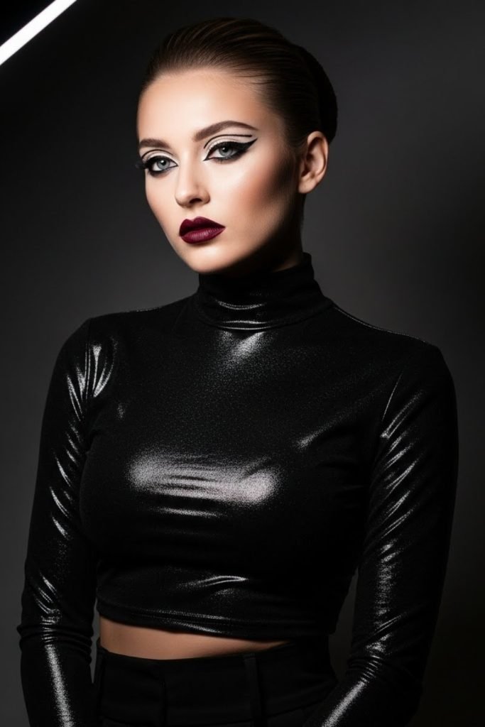 Monochrome Outfit With Bold Makeup