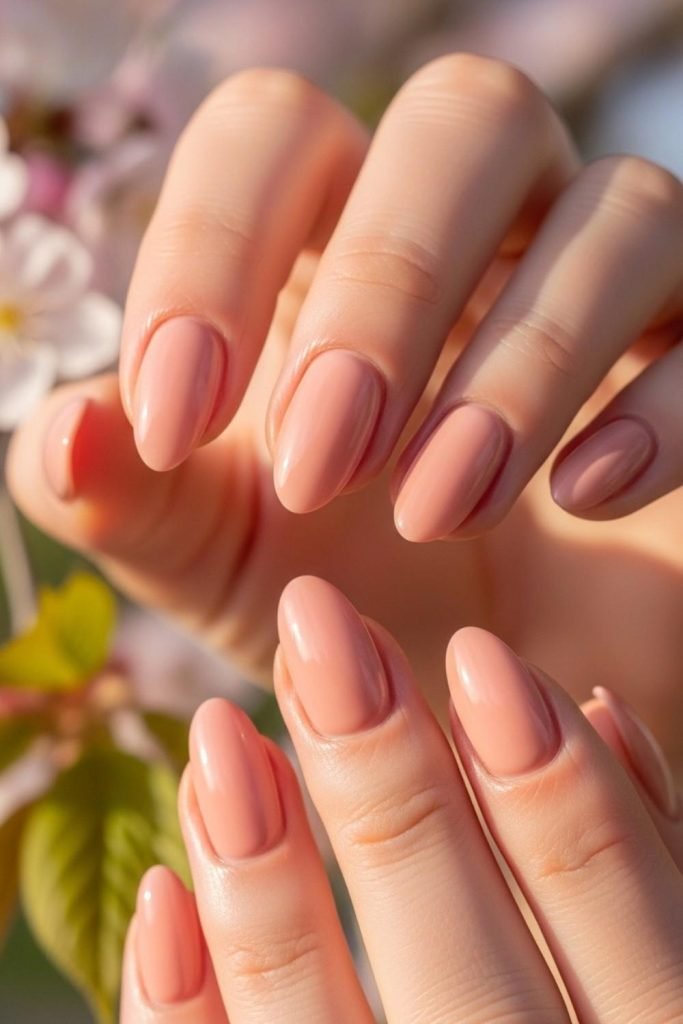 Peach Nude Spring Nails