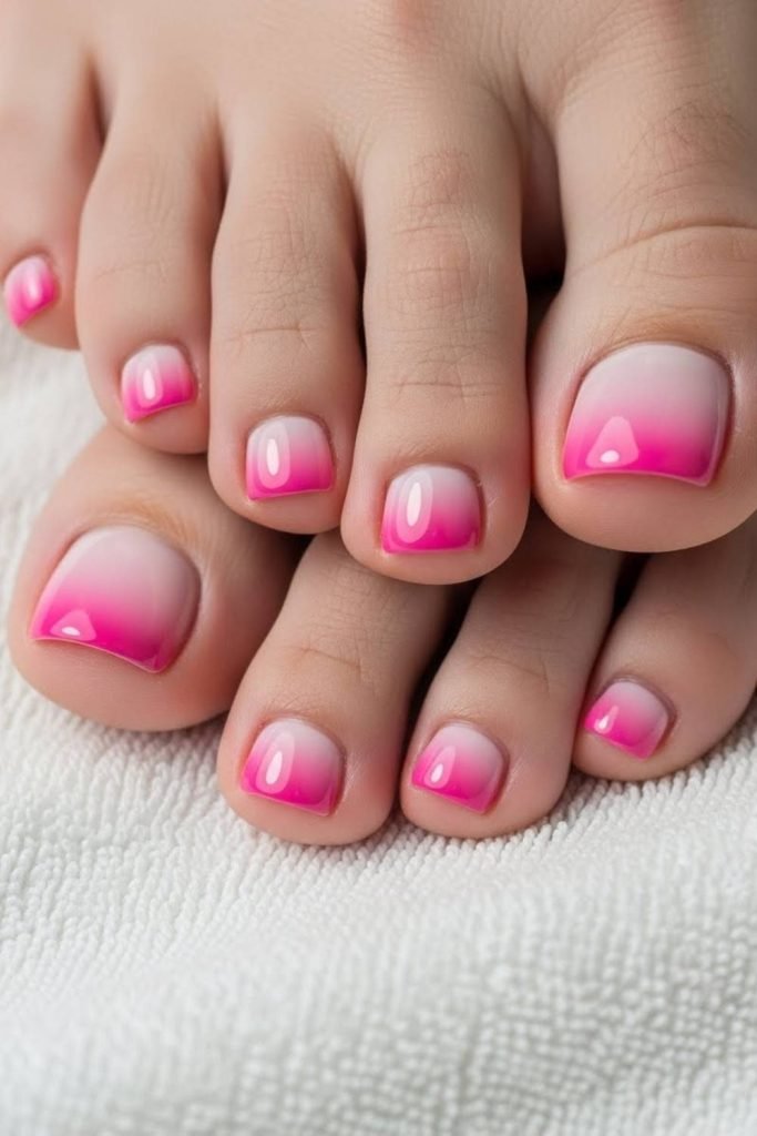 Pink Ombre Toe Nails