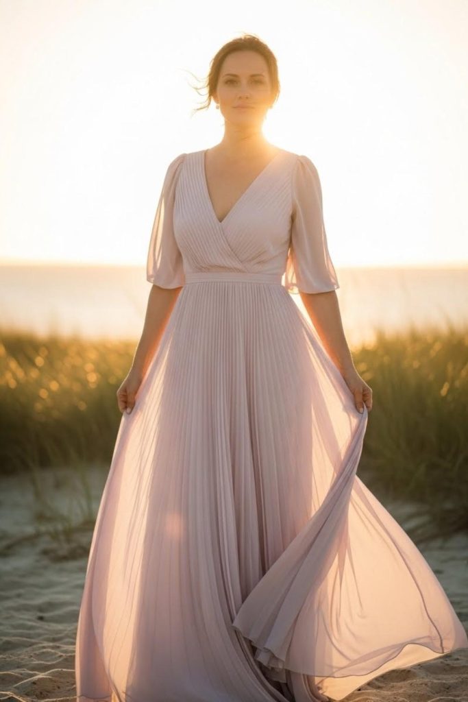 Pleated Chiffon Dress