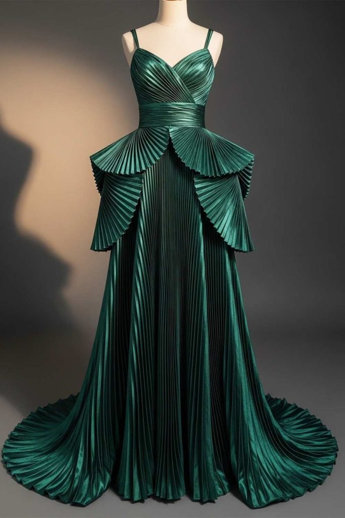 Pleated Long Gown