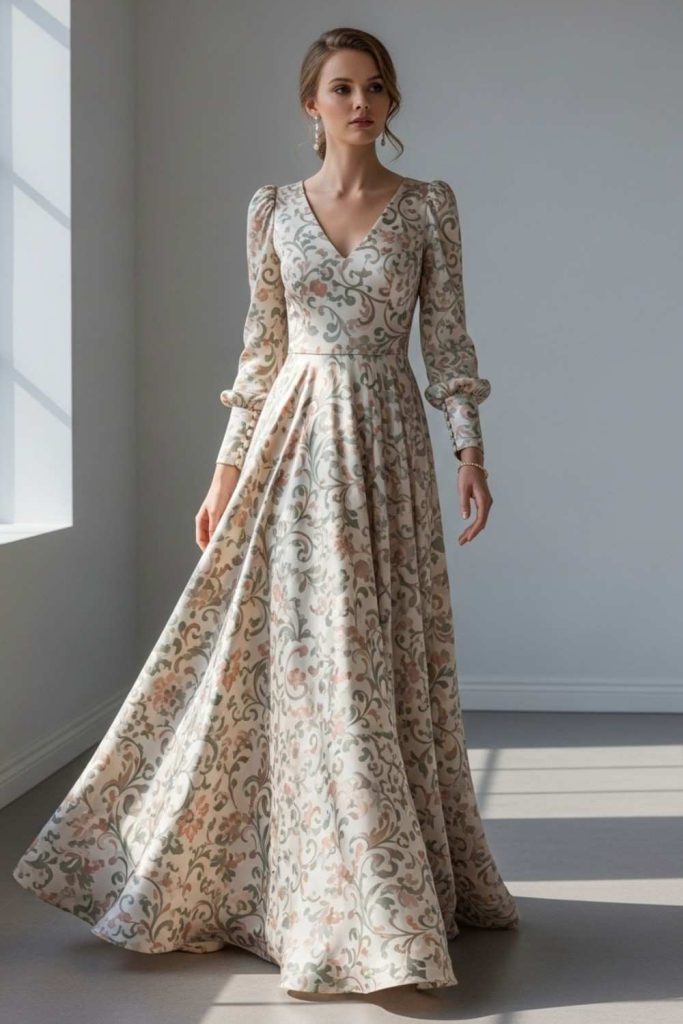 Printed Long Party Gown