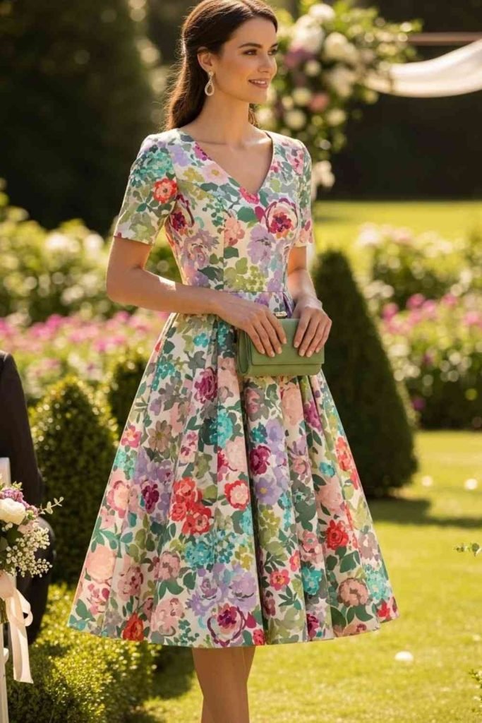 Printed Tea-Length Dress