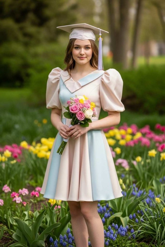 Puff Sleeve Graduation Dress